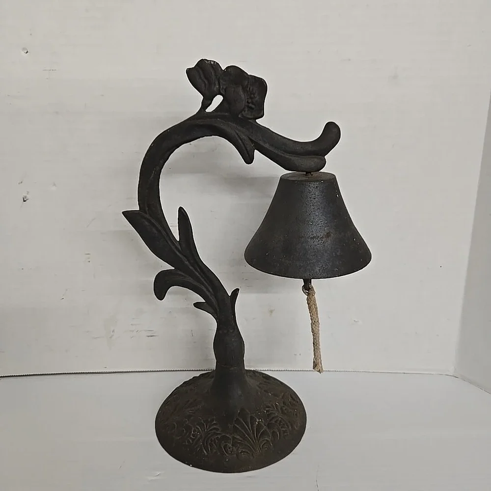 Antique Cast Iron Bell on Stand 13‎ 1/2